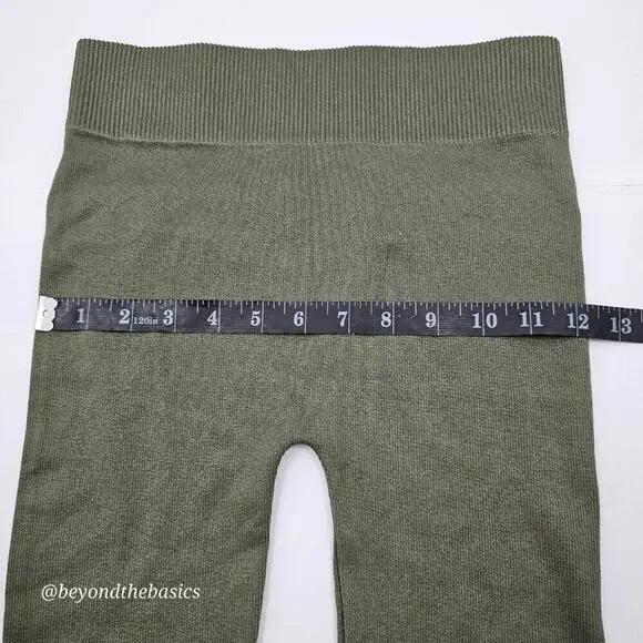 Bozzolo Women's Olive Green Ribbed Nylon Biker Shorts Size S/M - Picture 7 of 8